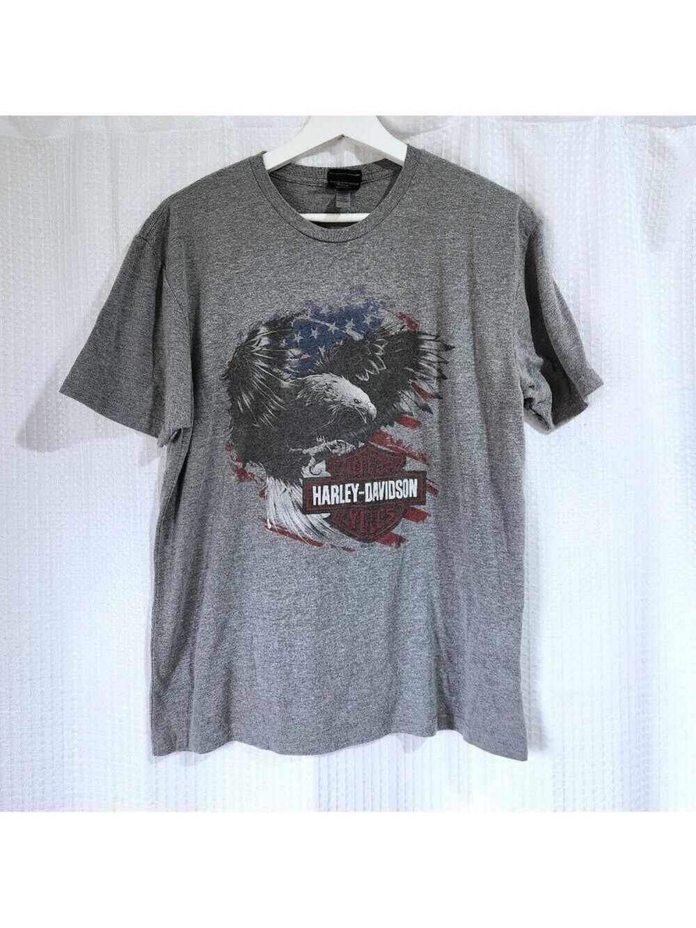 Vintage Harley Davidson Shirt Large Gray Laconia Bike Week Eagle Graphic Y2K